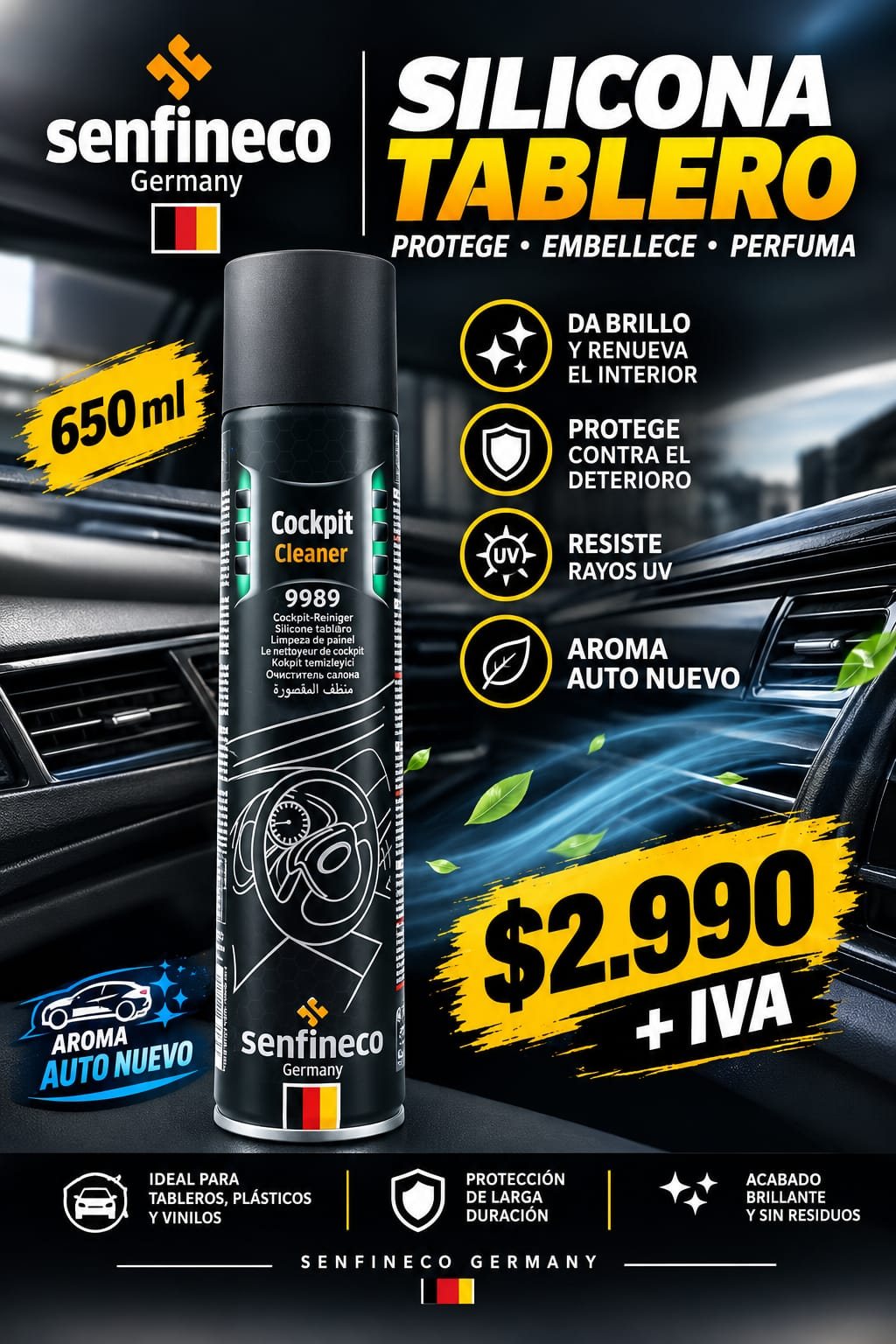 SENFINECO Silicona tablero – Unidad 650 ml